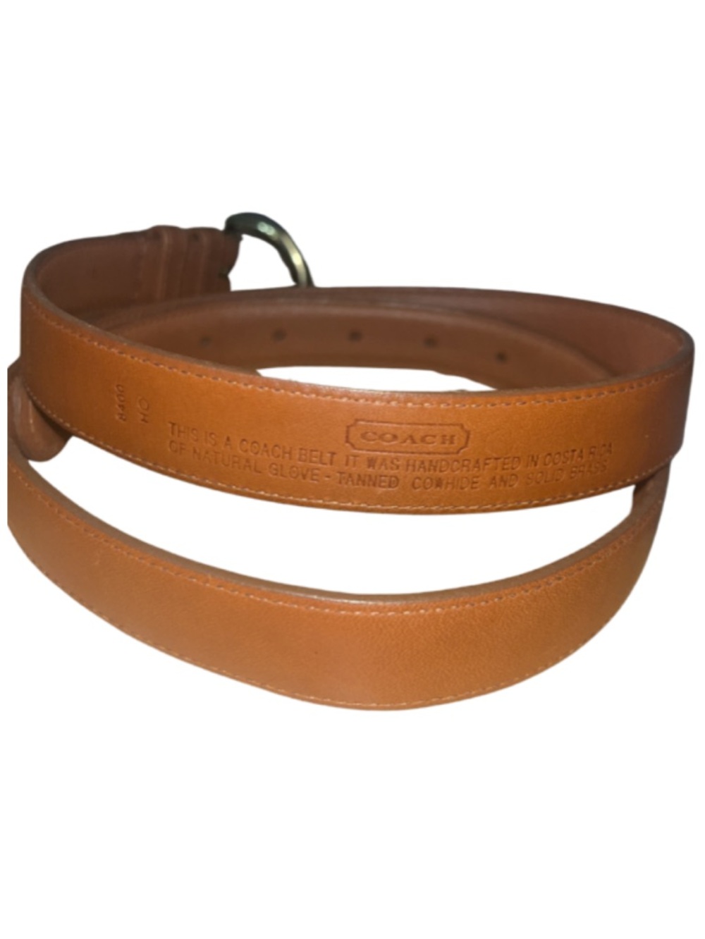 Vtg. Coach British Tan Leather Men's Belt #8400 Brass Buckle, Costa Rica Leather - Picture 6 of 6